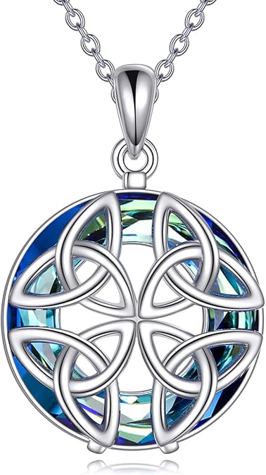 YAFEINI Celtic Knot Necklace Sterling Silver Witches Knot Pendant Necklace Irish Jewelry Gifts For Women