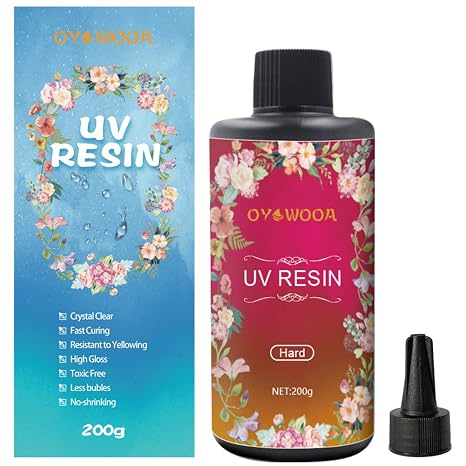 200g UV Resin Crystal Clear Hard Ultraviolet Curing DIY Jewellery Making Kit Hard Type LED Lamp Curing Resin for Art pendants Earrings Necklaces Bracelets Nail art accessories for Beginners