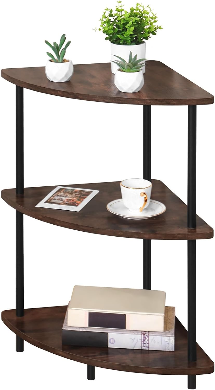 BAOYOUNI Corner Shelf, Rack, Slim, Entrance, Triangle, Corner Shelf, Triangle Corner, Rack, Wooden, Storage Rack, Rounded Corners, Four-Legged Stand, Easy Assembly, for Living/Kitchen/Bathroom Use