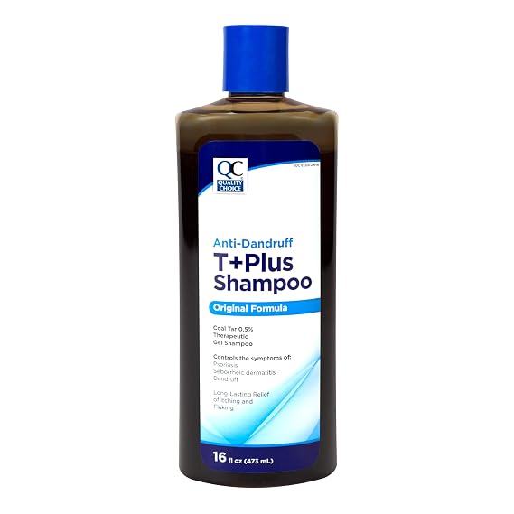 Quality Choice Therapeutic T+Plus Dandruff Shampoo, Original Strength, Long Lasting Relief from Flaking & Itching, 16 Ounce Bottles