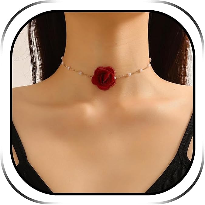 Flower Pearl Necklace for Women Elegant Floral Choker Accessories Matching Beach Vacation Dress Sparkling Summer Party Costume Outfit Wedding Guest Gift