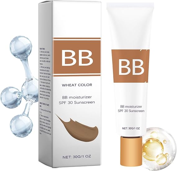 BB Blur Tinted Moisturizer SPF 30, BB Cream Tinted Moisturiser for Mature Skin, Smooth & Hydrate Foundation, Hydrates & Smooths Skin, Natural Makeup(Wheat Color)