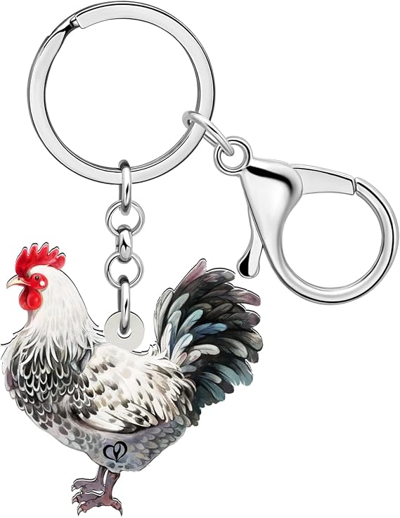 Anime Hen Chicken Keychain Acrylic Farm Animals Jewelry Chicken Gifts for Women Girls Charms Wallet Car Key Chain