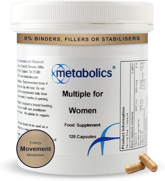 Metabolics Multivitamin and Mineral for Women (Pot of 120 Capsules) | Specifically Tailored for Women | 30+ Active Ingredients- Additive Free