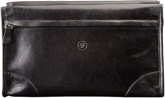 Maxwell Scott - Personalized Mens Luxury Leather Large Toiletry Bag Dopp Kit Made from Full Grain Hides - The Tanta Black