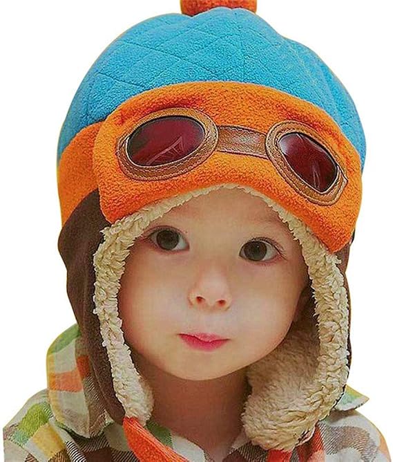 Crochet Earflap Pilot Hats Rabbit Ears Beanie Cap Winter Warm Knit Caps for Toddlers Baby Girls and Boys
