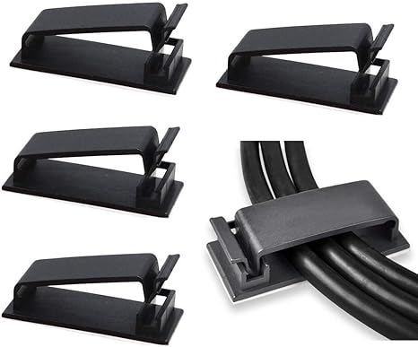 SOULWIT 50Pcs Self Adhesive Cable Management Clips - Black