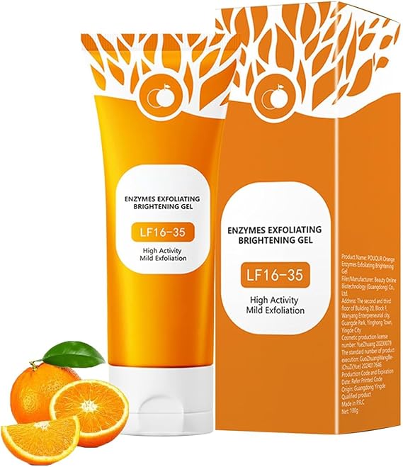 Natural Orange Exfoliating Gel, Orange Enzymes Exfoliating Gel, Exfoliating for Face, Deep Cleansing, Exfoliating Brightening, Nourishes and Dispenses (100 g)