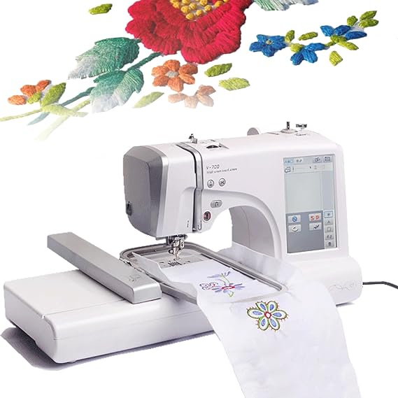 Automatic Embroidery and Sewing Machine with 162 Built-in Designs, LCD Touch Screen, and 30 Pattern Borders for Easy Home Crafting