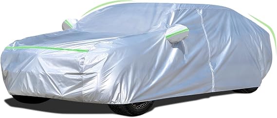 Sedan Car Cover (155-170 inches) - Universal Fit, Waterproof, Dupont Oxford, All Weather, Hail Protector, Sun Protection, Door Zipper