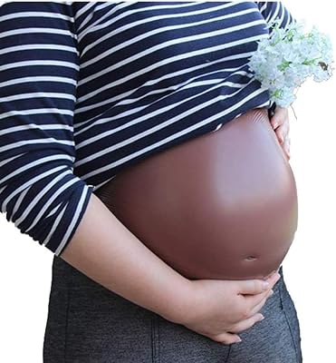 Silicone Belly, Soft Fake Pregnant Belly Artificial Tummy, for Film Props Tv Series Props Spoof Costume Cosplay, Adjustable Elastic Color : Black, Size : Twins 4000g