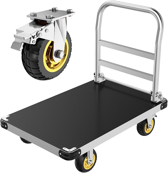 Heavy Duty Platform Truck 2200 lb, 36" x 24" Foldable Flatbed Cart