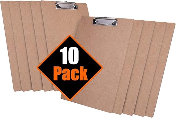 JAKAGO Clipboard A4 10-Pack, Sturdy Wooden A4 Clipboards