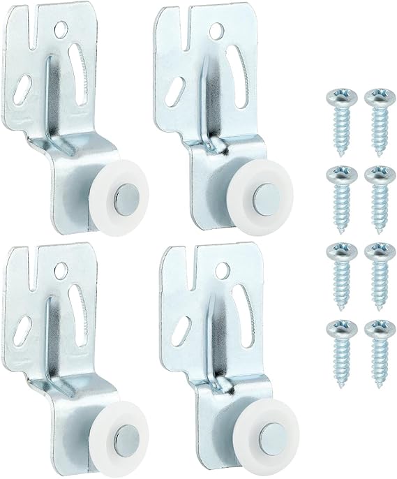 Closet Sliding Door Hardware Wardrobe Door Roller Kit, 4pcs Closet Wheels for Top Hung Bypass Kitchen Doors, 3/4" to 1-3/8 Inch Thick Sliding Doors(Size:4pcs) 