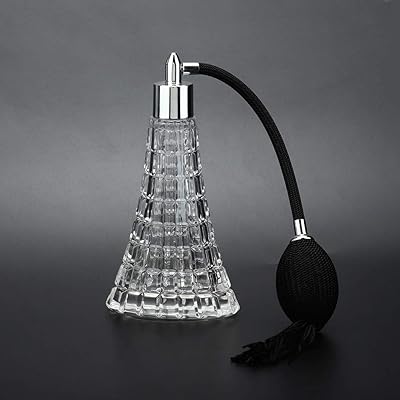 75ml  2.53oz Refillable Vintage Perfume Bottle, Empty Glass Perfume Atomizer Spraying Bottle, Retro Perfume Bulb Sprayer with Antique Black Bulb and Tassel