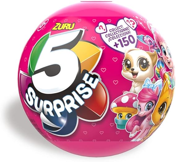ZURU 5 Surprise Pink Mystery Capsule Surprise Miniature Toy Mystery Ball (2-Pack)