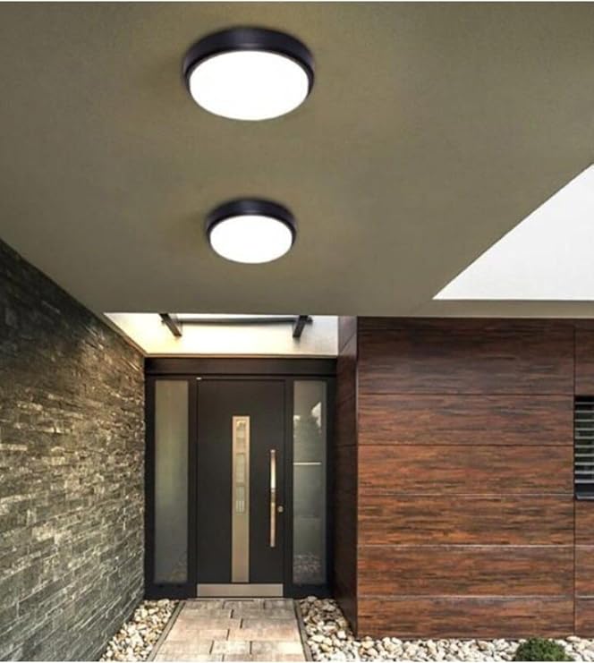 Ucuz Geldi Banyo Tavan Lambası Artos 20w Yuvarlak Siyah Balkon Lambası 6400k Beyaz Led Işık Teras Duvar Lambası (Siyah)