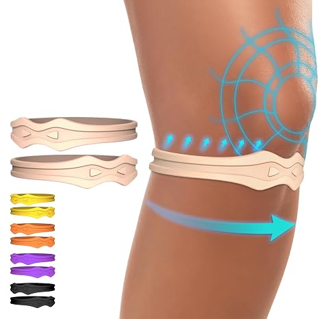 Fit Geno Knee Strap Patella Support: Knee Band for Patellar Tendon Pain Relief - Knee Brace for Tendonitis Jumpers Running Sports Basketball Men Women 2 Packs (Beige)