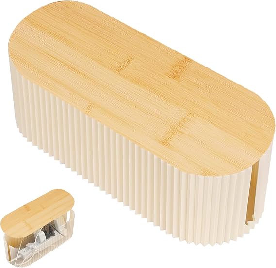 Cable Tidy Box, Dustproof Cables Organised Box with Bamboo Lid Cable Management Box Wire Storage 33x13x11cm for Office Home TV Hiding Power Strips