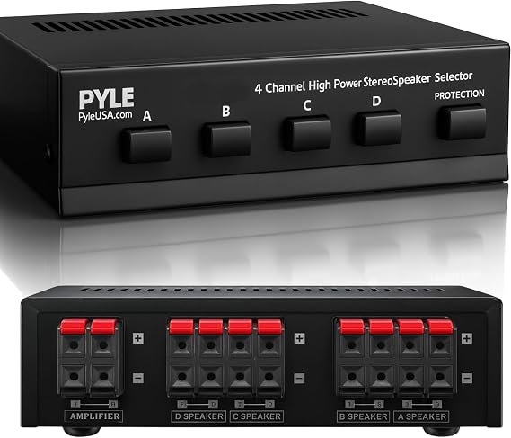Pyle 4-Channel High Power Stereo Speaker Selector - A/B/C/D