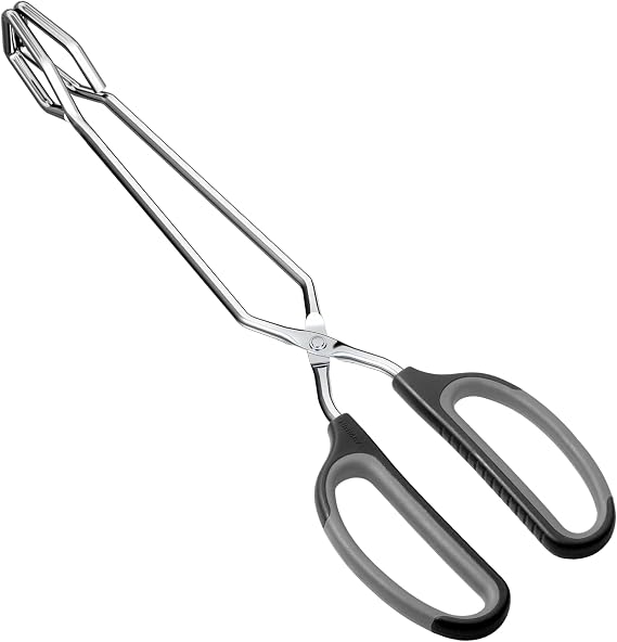 HINMAY Scissor Tongs with Comfort-Grip Handle 12-Inch Cooking Tongs