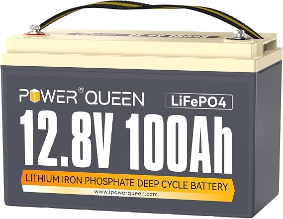 Power Queen 12V 100Ah Group 31 LiFePO4 Lithium Battery for RV, Marine