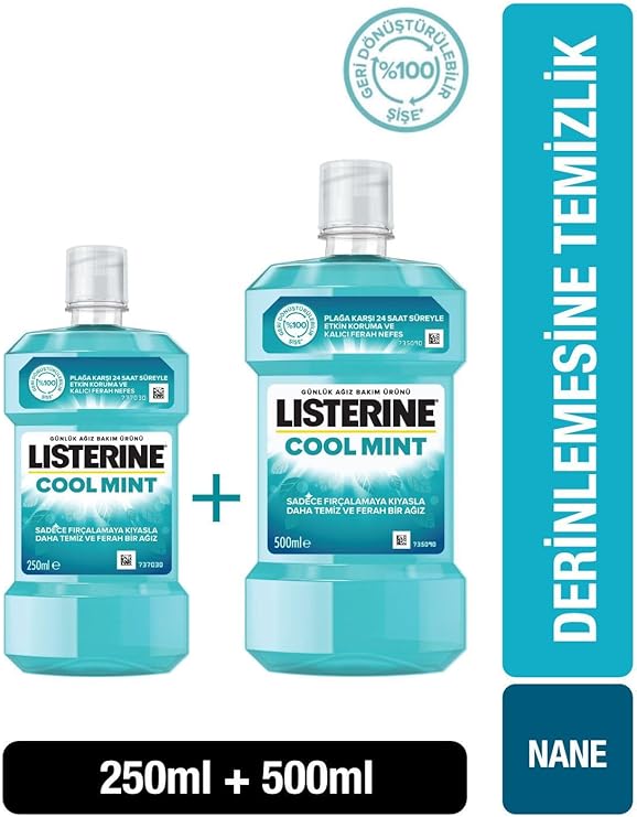 Listerine Cool Mint Ağız Bakım Suyu 500 Ml + 250 Ml