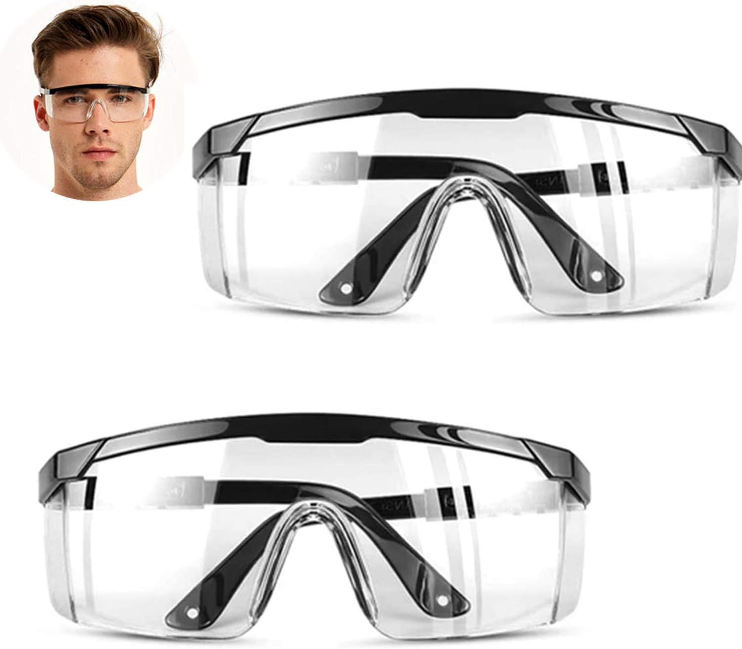 HONGCI 2 Pack Baymax S400 Safety Glasses Anti-Fog and UV Protective Protective Transparent Glasses Safety Protection Glasses Safety Glasses for Kids Nerf Gun Battles