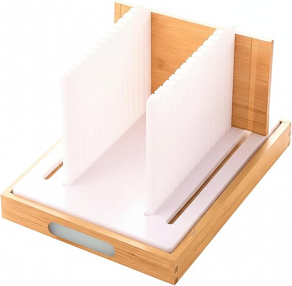 Upgraded Bread Slicer for Homemade Bread, 3 Adjustable Loaf Widths and 3 Slice Thicknesses, Compact and Foldable Loaf Slicer with Crumb Tray