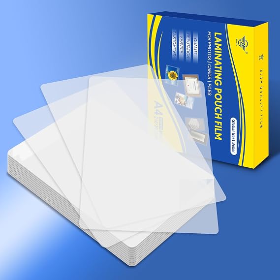 Silk Plastic Sealing Film ID Photo Protection Film (3mil, 100 Packs, 9x12 Inches, Crystal Clear, Glossy)