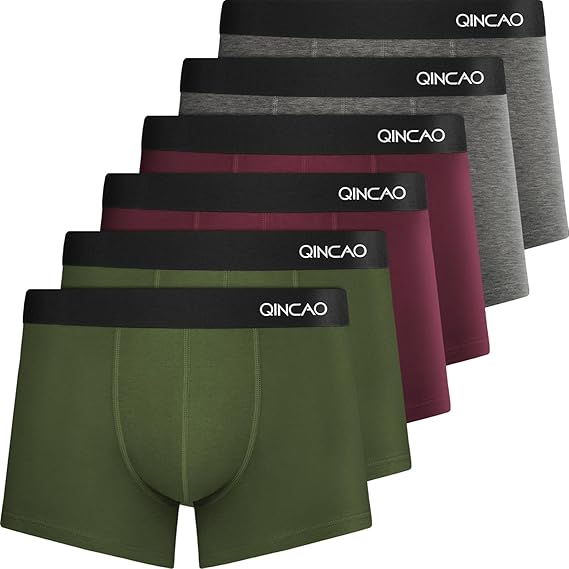 QINCAO Men's Boxer Shorts Pack of 6 Men's Underwear Retro Shorts Cotton