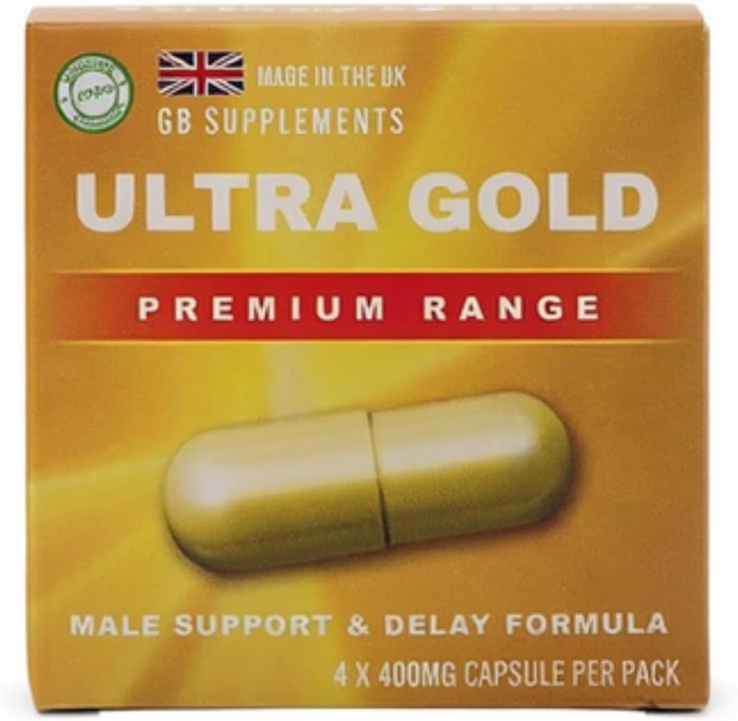 4 x Ultra Gold NEW Advanced Premium Formula Male Support Capsules | 400mg | 4 Capsules | Maca, Ginseng, Tribulus, Ashwagandha Blend | Stamina & Vitality Support | UK Manufactured