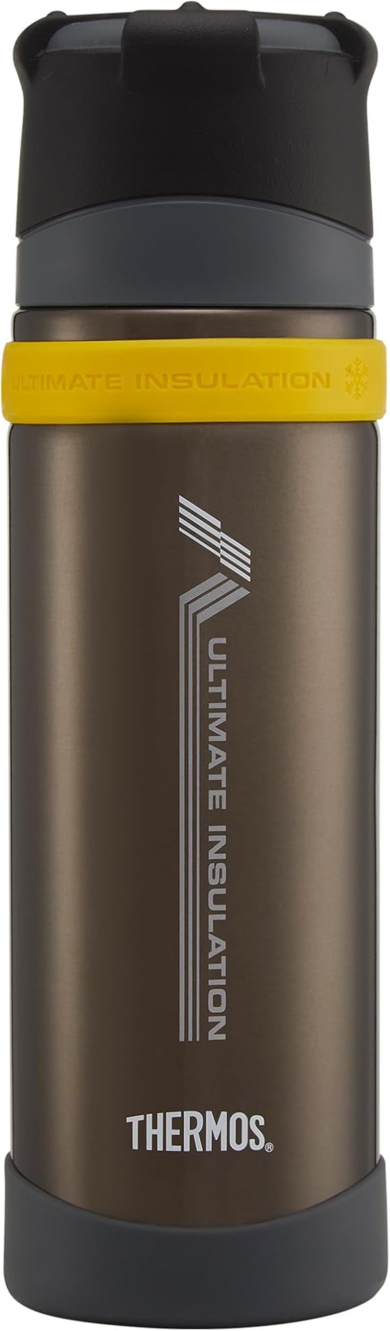 Thermos - Charcoal Ultimate Flask (500ml), Reusable Insulated Stainless Steel Thermal Coffee Cup for Hot or Cold Drinks, Vacuum Sealed Water Flask with a Leak-Proof Lid, 24hr Hot/24hr Cold
