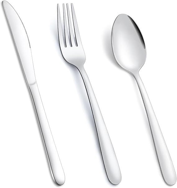 Pleafind 108 Pcs Dinner Knives (9.1 inch), Dinner Forks (8 inch) and Dinner Spoons (7.4 inch), Contains 36 Pcs Butter knives, 36 Pcs Forks and 36 Pieces Spoons