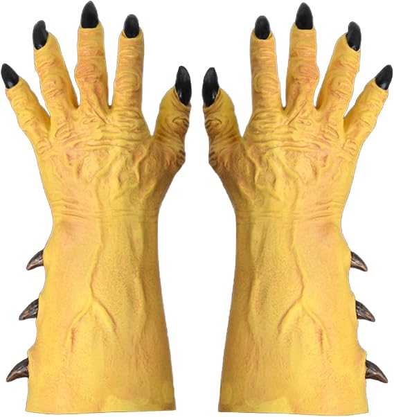PURFUN Halloween Horrific Demon Hand Gloves Adults Teens Party Cosplay Props Latex Horror Devil Long Gloves Costume Accessory