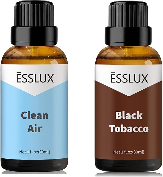 Clean Air, Black Tobacco Fragrance Oil - ESSLUX Essential Oils for Diffuser, Candle Soap Making Clean Fresh Scents, Aromatherapy Scented Massage, Perfume for Humidifier Home Fragrance