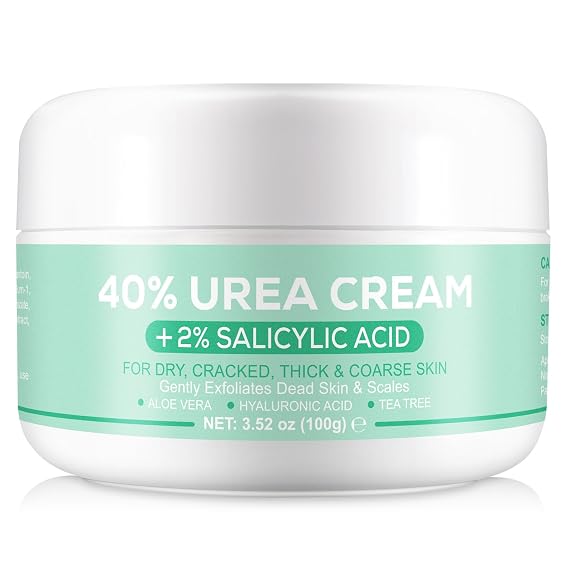 Urea Cream 40 Percent For Feet Maximum Strength,40% Urea Cream Plus 2% Salicylic Acid with Hyaluronic Acid,Tea Tree,and Aloe Vera for Foot and Hand - Deep Moisturizes,Callus Remover 3.53 oz