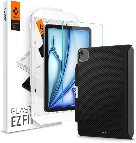 Spigen iPad Air 11" Enzo Aramid Black & Spigen iPad Air 11" Glas.tR EZ Fit