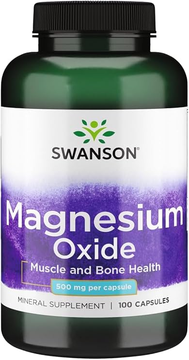 Swanson Magnesium Oxide 500 Milligrams, 100 Capsules