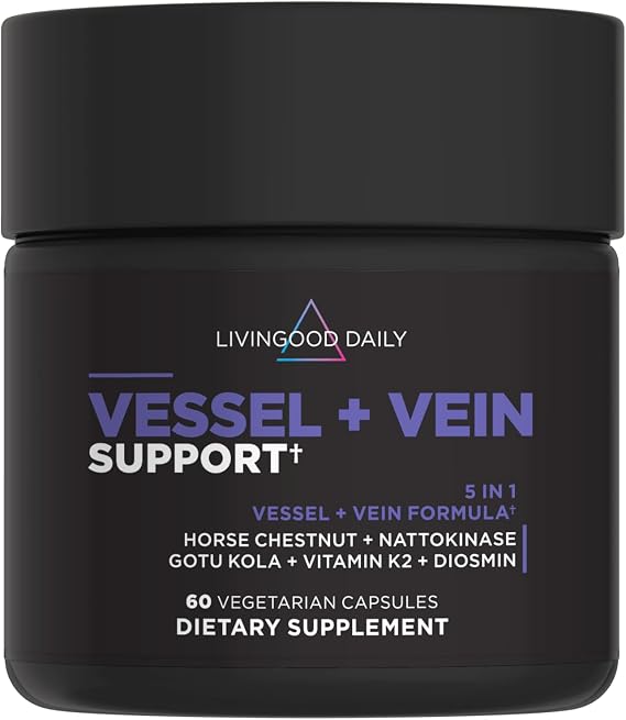 Livingood Daily Vein Support Supplement for Leg, 500mg Diosmin, 60 Capsules