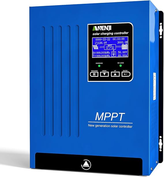 100A MPPT Solar Charge Controller, Auto 12V/24V/48V Detect, LCD Display, Max 180V PV Input, Compatible with AGM Lithium Lead-Acid Batteries