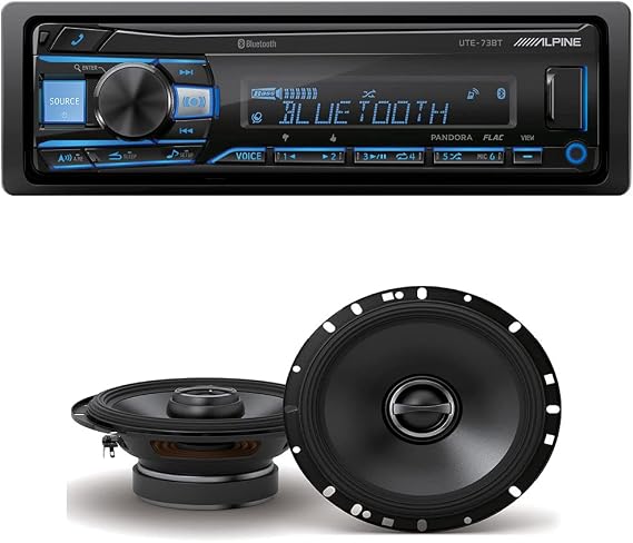 DIAS Alpine UTE-73BT Bluetooth Multimedia Receiver with S-S65 Coaxial 2 Way Speaker