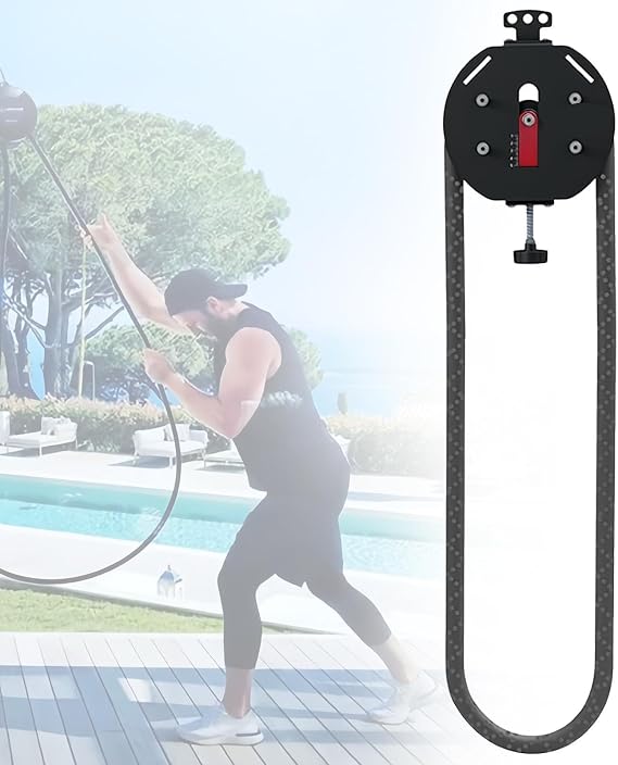 Portable Pulley Cable Machine Endless Rope Trainer with Strap & Carabiner Adjustable Resistance for Home Full-Body & Aerobic Workout