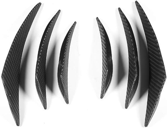 KIMISS Front Bumper Spoile, 6pcs Carbon Fiber Texture Car Bumper Fin Canard Splitter Diffuser Valence Spoiler Lip // Universal Lip Spoiler