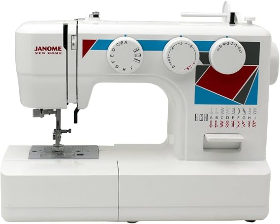 Janome MOD-19 Easy-to-Use Sewing Machine with 19 Stitches, Automatic Needle Threader and 5-Piece Feed Dogs,white