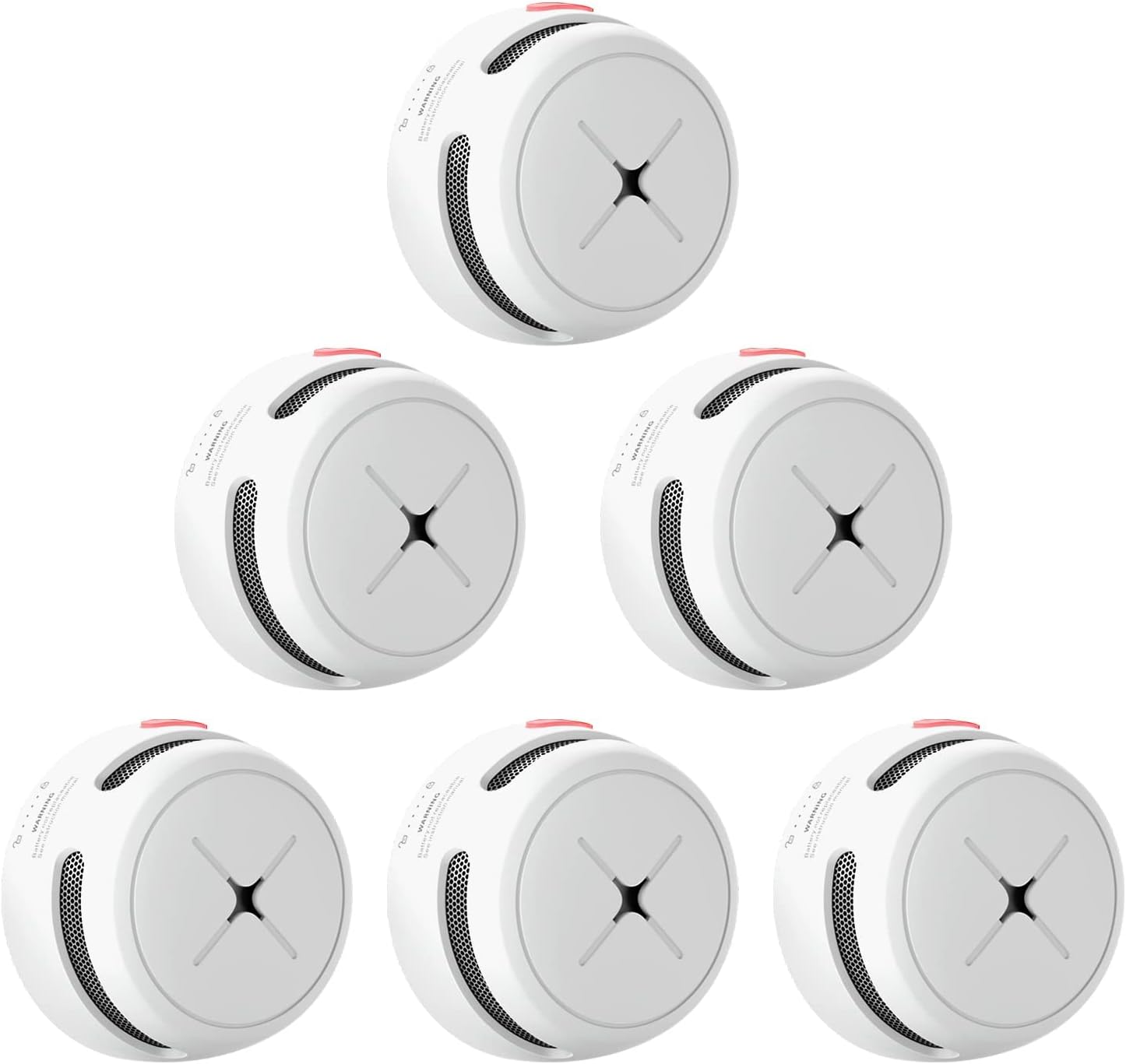 AEGISLINK Smoke Alarm 10-Year Battery with TestSilence Button, Fire Alarm with Photoelectric Sensor, Low Battery Warning, S500 Independent, 6-Pack
