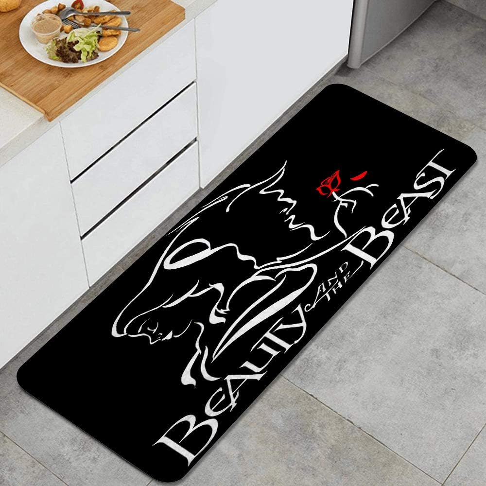 KGSPK Beauty and The Beast Anti Fatigue Kitchen Mat Comfort Floor Mats Non-Slip Oil Stain Resistant Easy to Clean Kitchen Rug