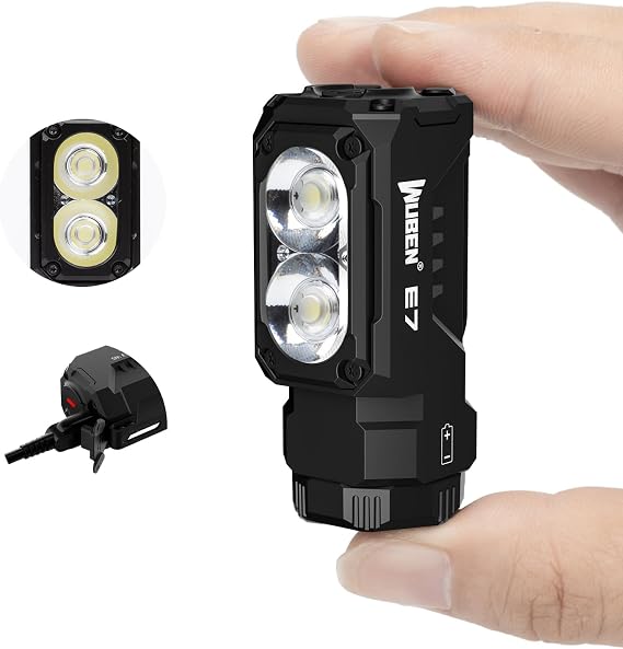 WUBEN E7 1800 Lm Hight Lumen Mini Flashlight with Magnet | Super Bright 6 Modes EDC Flashlight, IP68 Pocket Flashlight for Headlamp Use, Rescue, CampingHikingCar repair etc