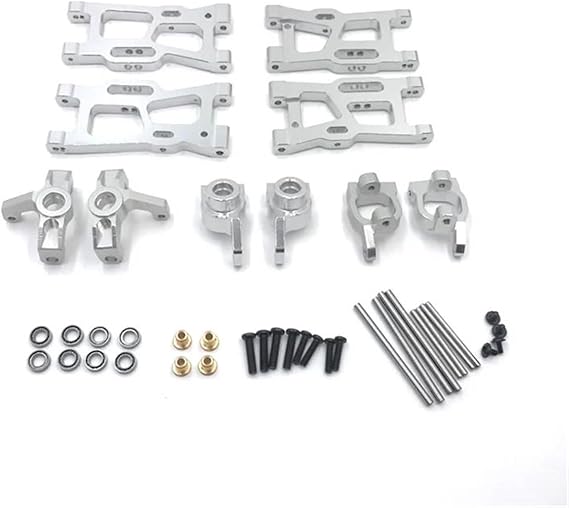 RC Upgrade Accessories for Wltoys 1/14 144010 144001 144002 1/12 124016 124017 124018 124019 Metal Upgrades Swing Arm Steering Cup Bearings Modification RC Car Parts(Silver)