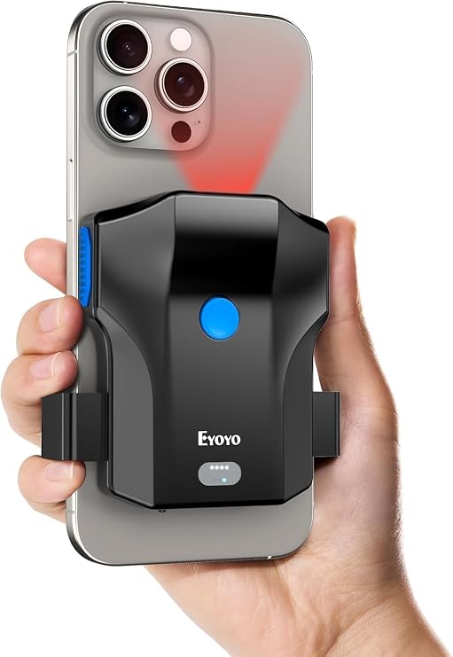 Eyoyo Portable Phone Back Clip 1D 2D QR Bluetooth Barcode Scanner Wireless
